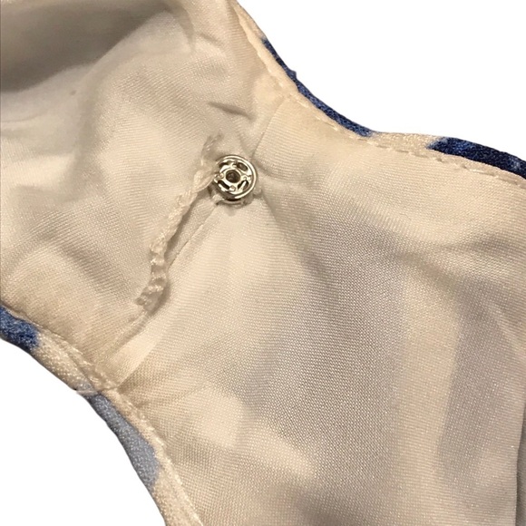 Ralph Lauren dress sz 10 sleeveless midi blue white artisan print classy elegant - Picture 9 of 11